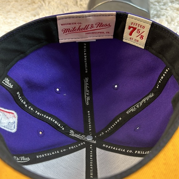 NBA New Orleans Jazz Logo, Mitchell & Ness, Two-Tone Purple, Men's Fitted Hat - Picture 7 of 7